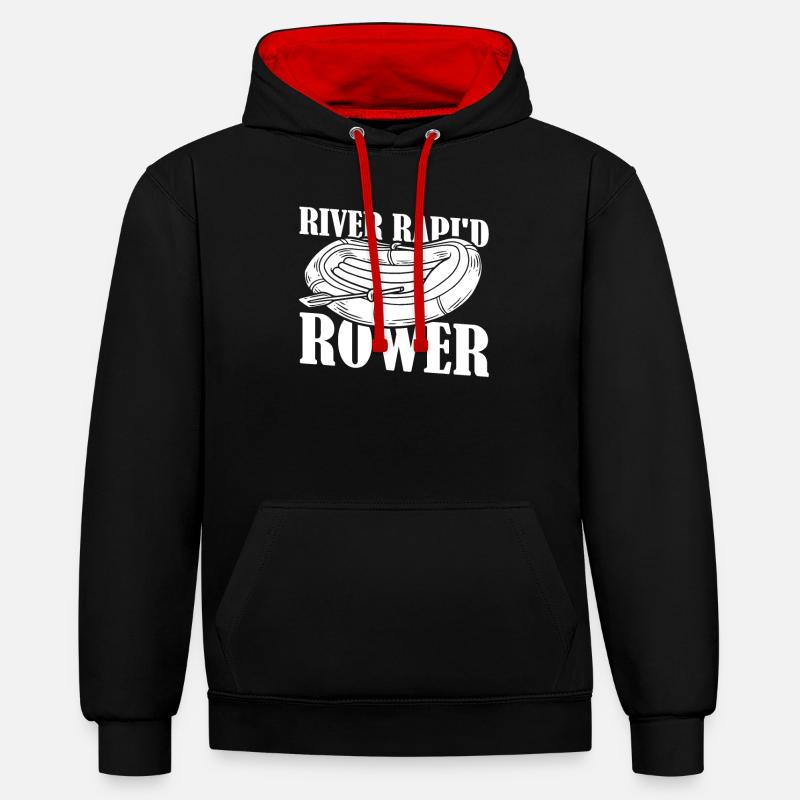 Rafting en eau vive - Sweat à capuche contrasté - noir/rouge