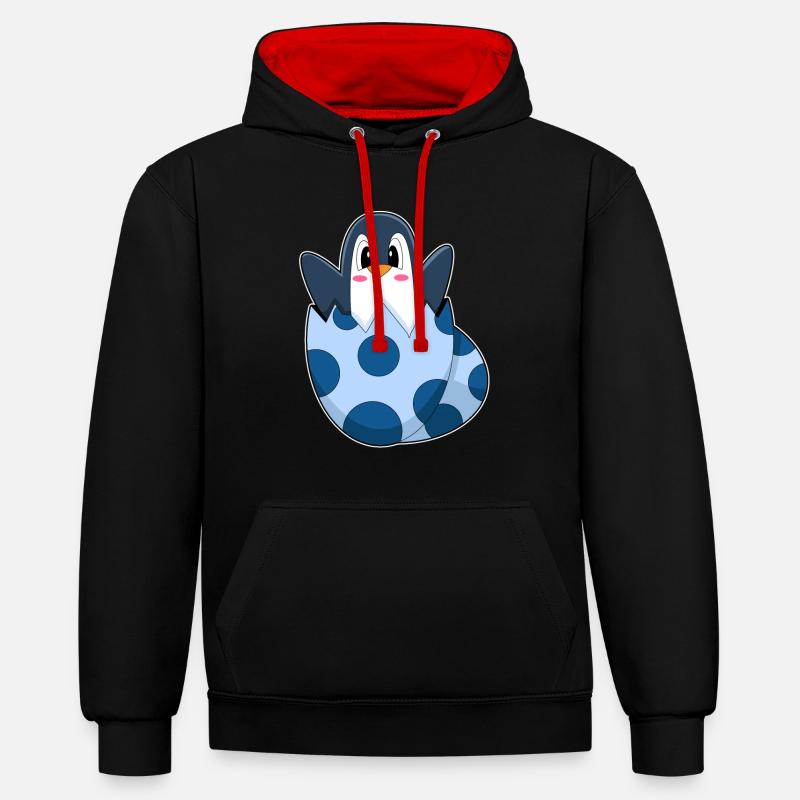 Oeuf de pingouin - Sweat à capuche contrasté - noir/rouge