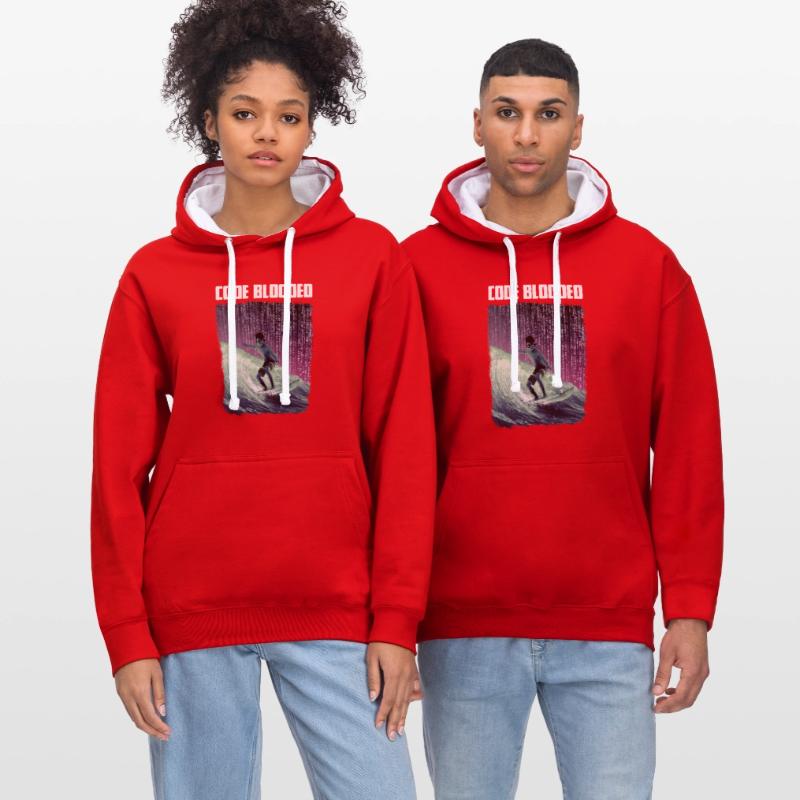 Code sanglé Sweat à capuche contrasté