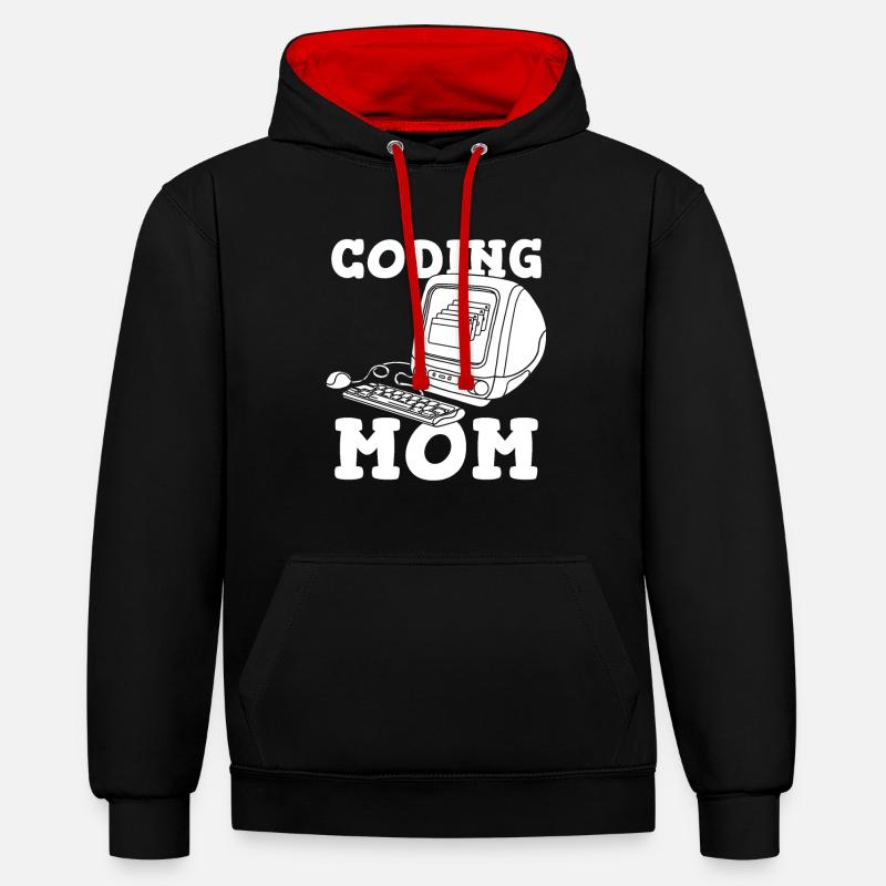 Entwickler Coder Programmierer Mutter - Kontrast-Hoodie - Schwarz/Rot