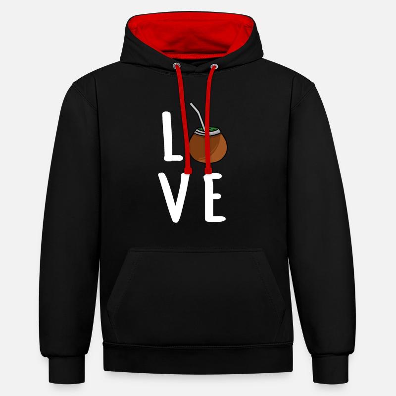 Yerba Mate Tee - Kontrast-Hoodie - Schwarz/Rot