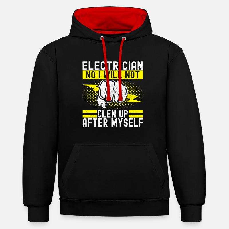 Électricien Technicien en électronique - Sweat à capuche contrasté - noir/rouge