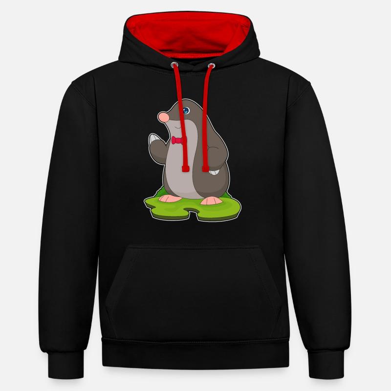 Noeud papillon Mole Gentleman - Sweat à capuche contrasté - noir/rouge