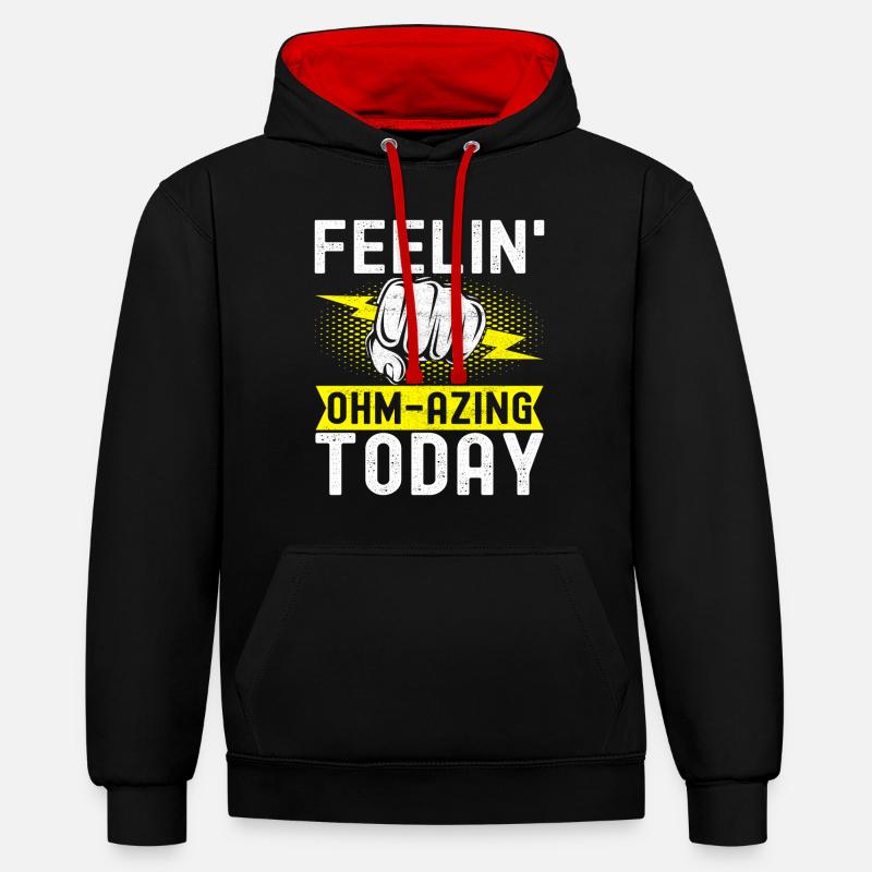 Électricien Technicien en électronique - Sweat à capuche contrasté - noir/rouge