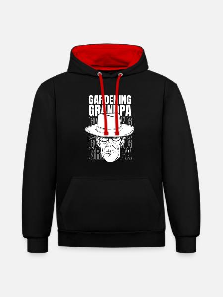 Hobbygärtner Garten Garten Opa - Kontrast-Hoodie - Schwarz/Rot