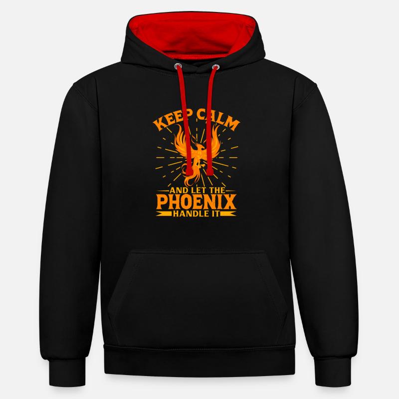 Phoenix Bird Créatures mythiques - Sweat à capuche contrasté - noir/rouge