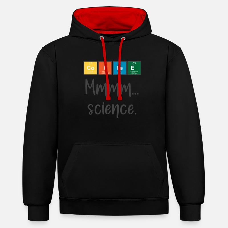CAFÉ - Mmmm... science - Sweat à capuche contrasté - noir/rouge