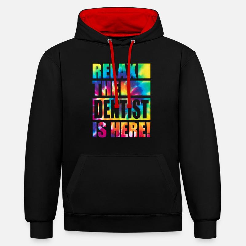 Drôle de dicton de dentiste - Sweat à capuche contrasté - noir/rouge