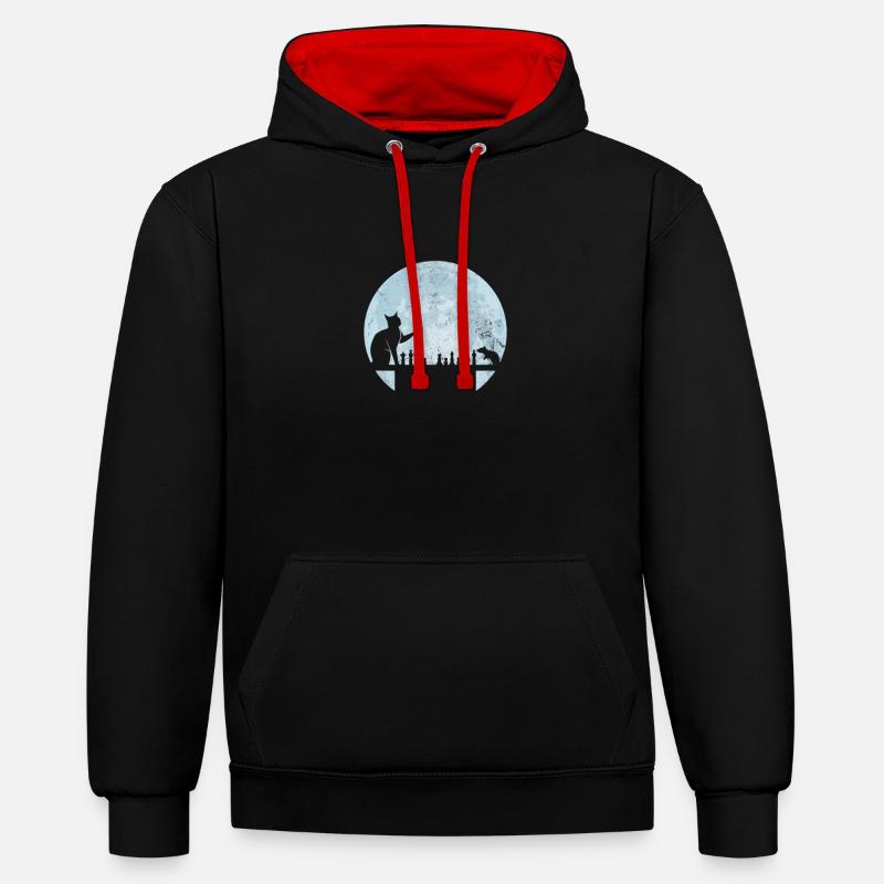 Échecs - Sweat à capuche contrasté - noir/rouge