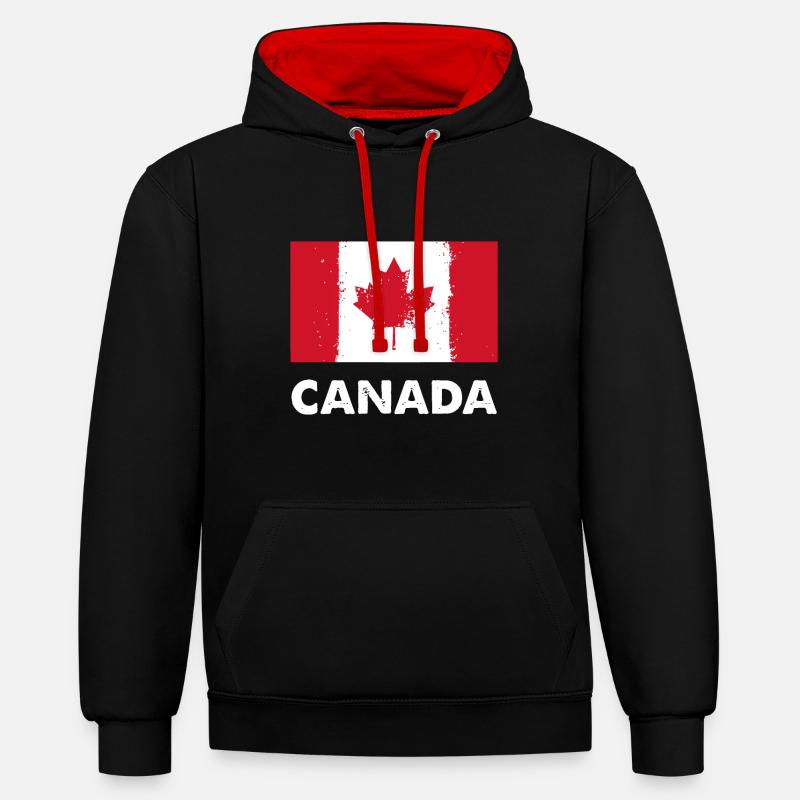 Drapeau du Canada | Canadien - Sweat à capuche contrasté - noir/rouge