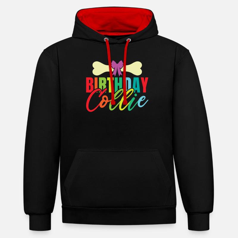 Cadeaux Collie - Sweat à capuche contrasté - noir/rouge