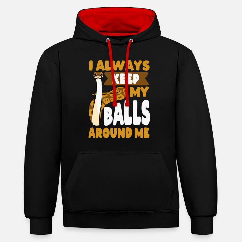 Ball Python Schlange Reptil Königspython - Kontrast-Hoodie - Schwarz/Rot
