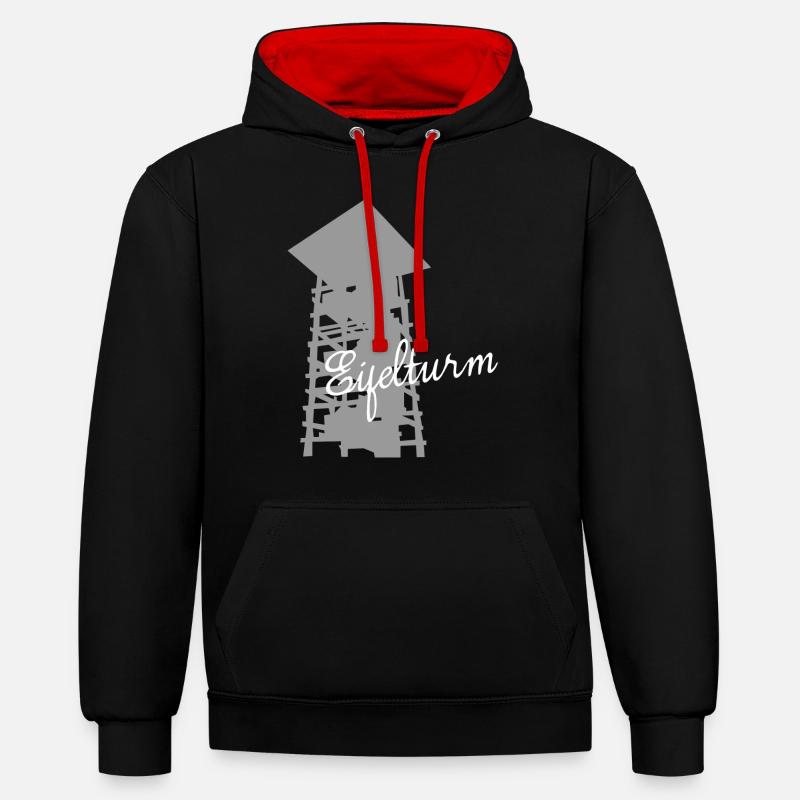Eifel Eifeler Aussichtsturm Eifler - Kontrast-Hoodie - Schwarz/Rot