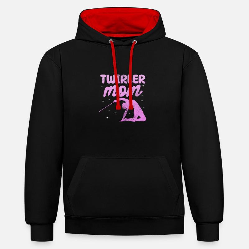 Baton Twirling - Sweat à capuche contrasté - noir/rouge