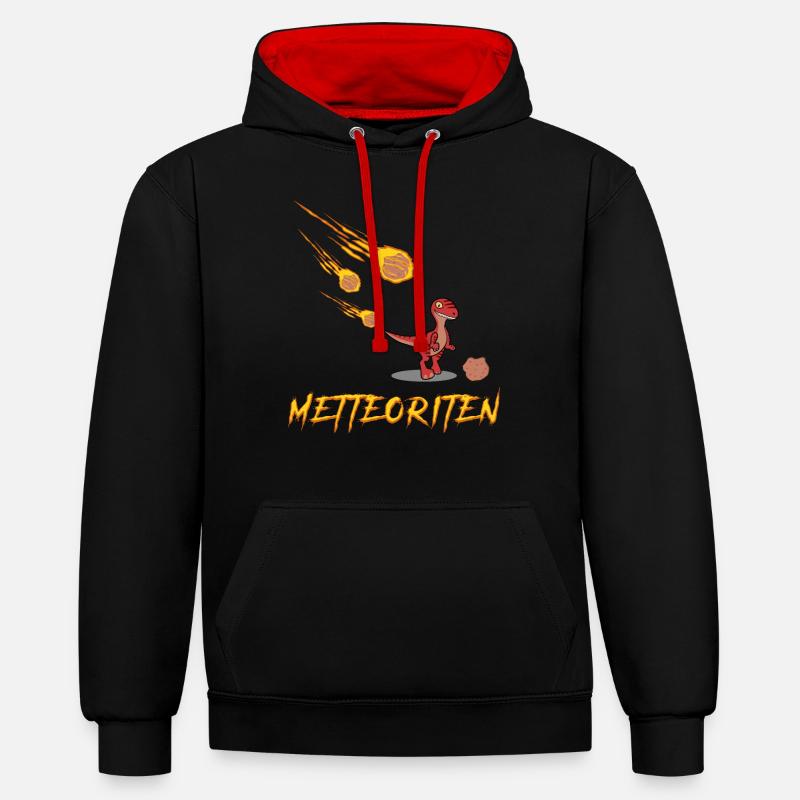 Hackfleisch Mettfleisch Mettbrötchen - Kontrast-Hoodie - Schwarz/Rot
