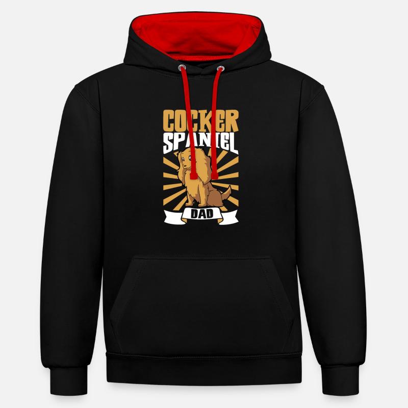 Cocker Spaniel Dad - Cocker Spaniel - Kontrast-Hoodie - Schwarz/Rot