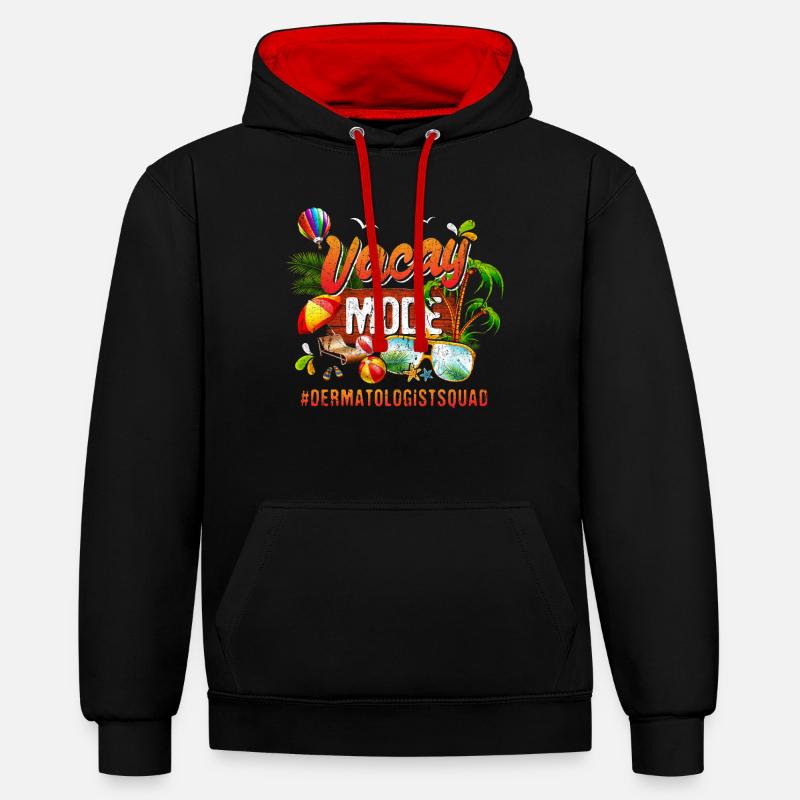 Dermatologue Vacation Group #Dermatologistsquad - Sweat à capuche contrasté - noir/rouge