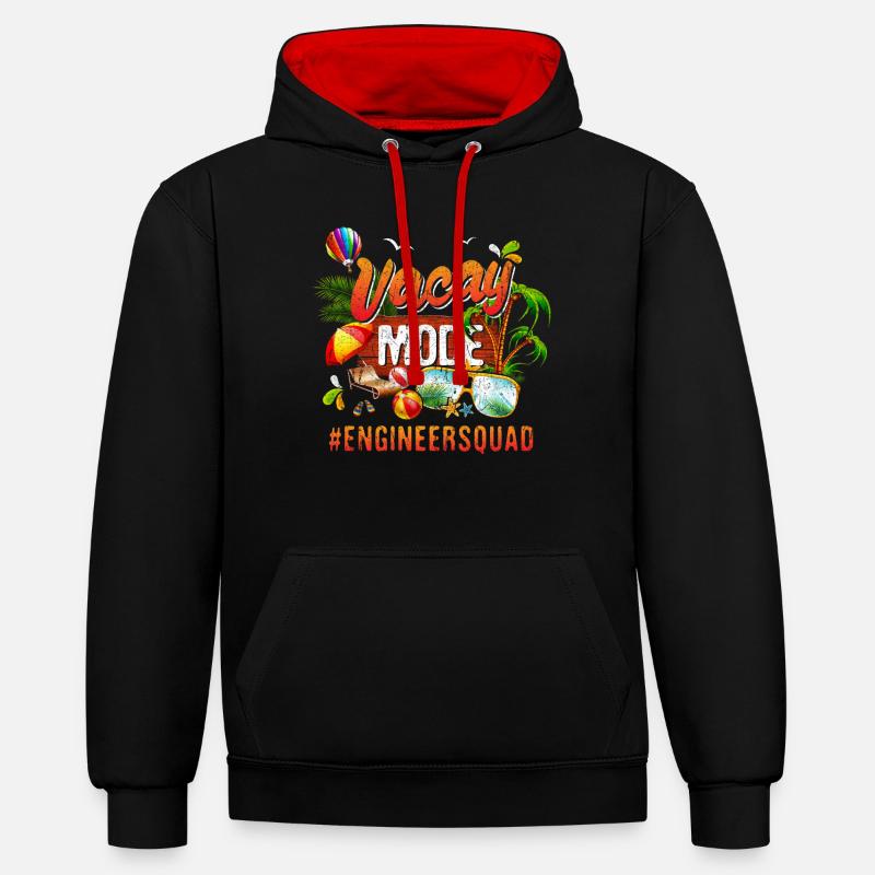 Groupe de vacances d’ingénieur #Engineersquad - Sweat à capuche contrasté - noir/rouge