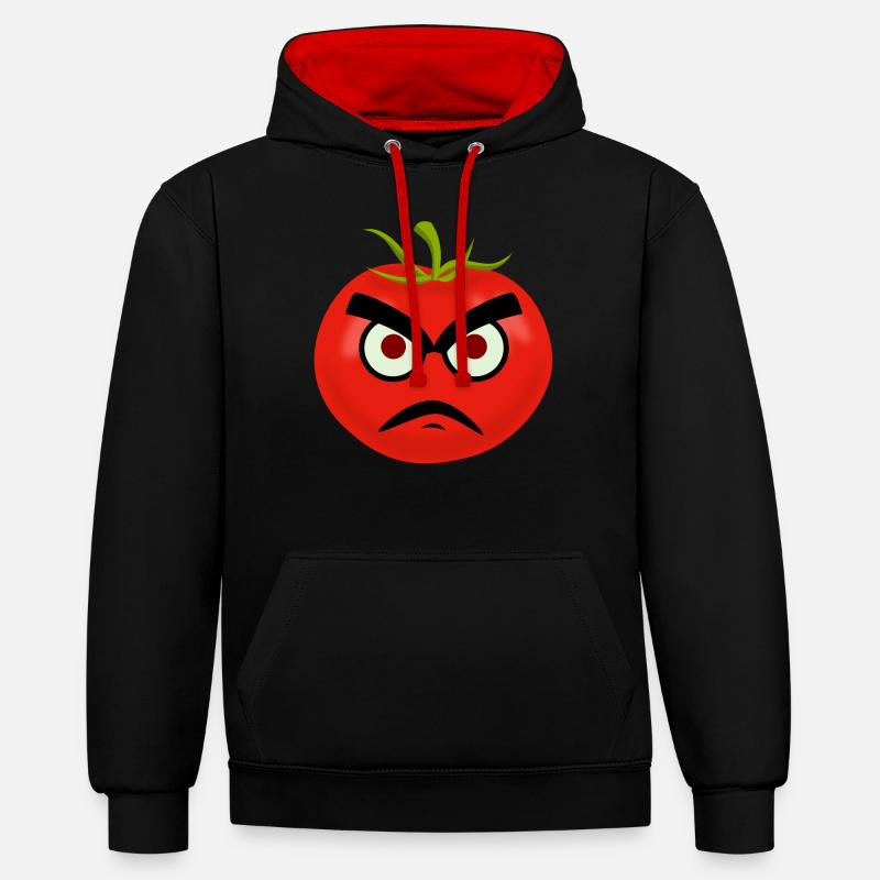 Tomatoes Grumpy Tomato - Kontrast-Hoodie - Schwarz/Rot