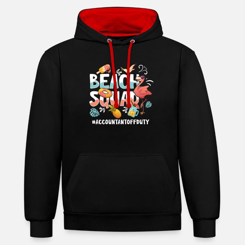 Comptable Vacances Beach Group - Sweat à capuche contrasté - noir/rouge