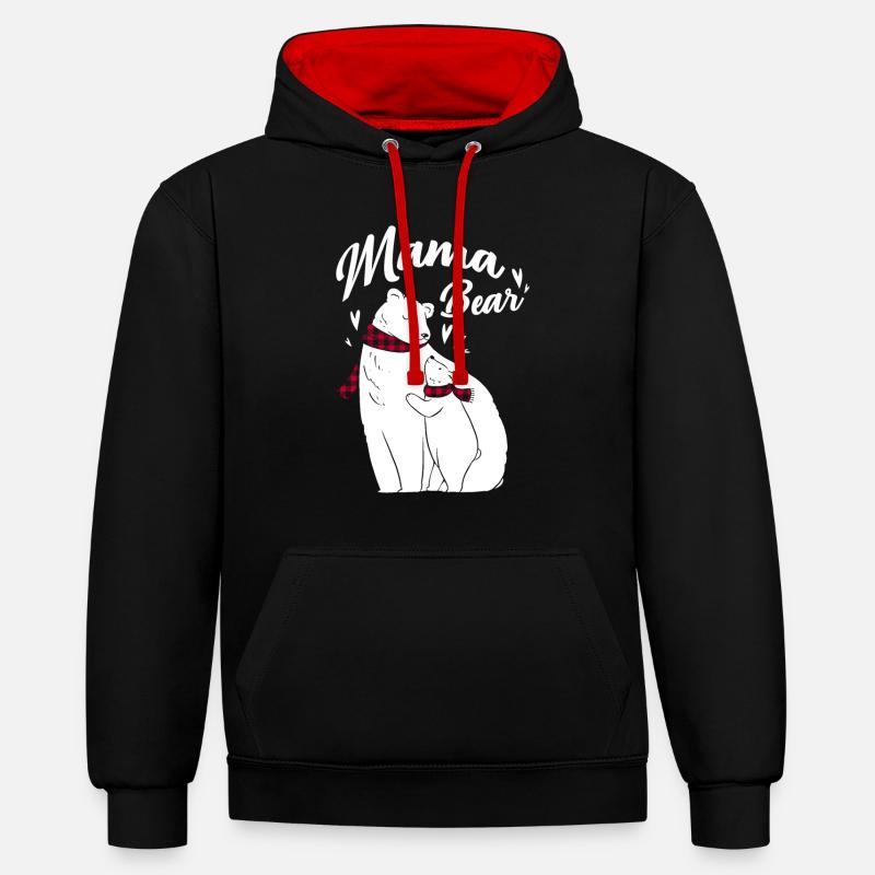 Maman Ours - Sweat à capuche contrasté - noir/rouge