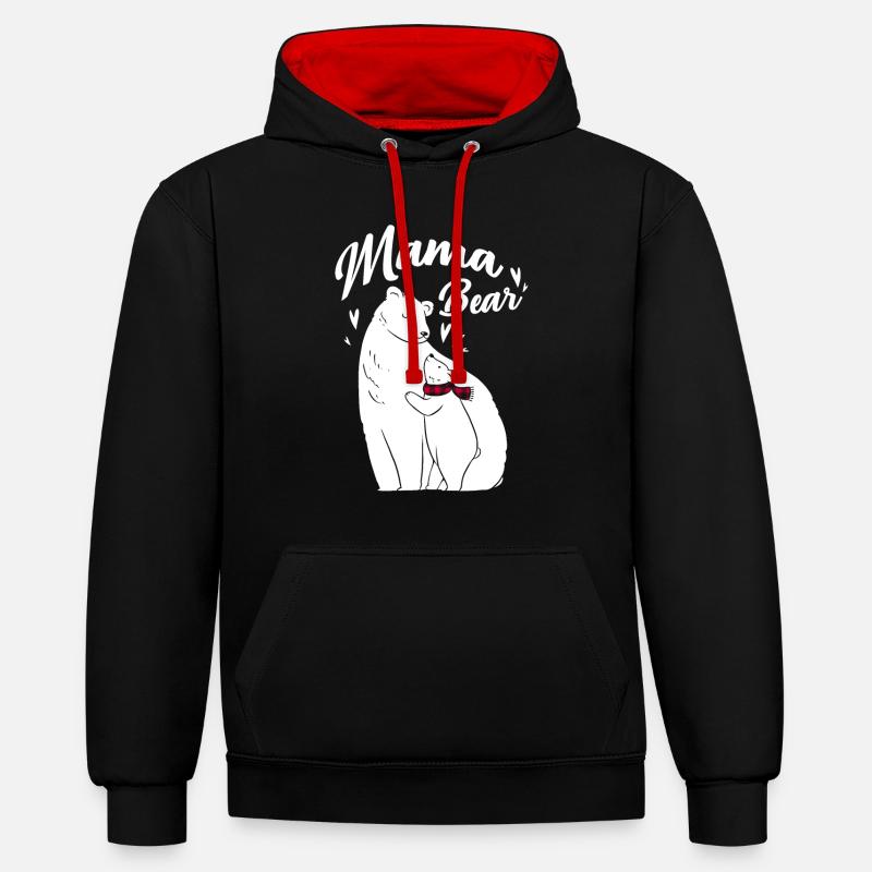 Maman Ours - Sweat à capuche contrasté - noir/rouge