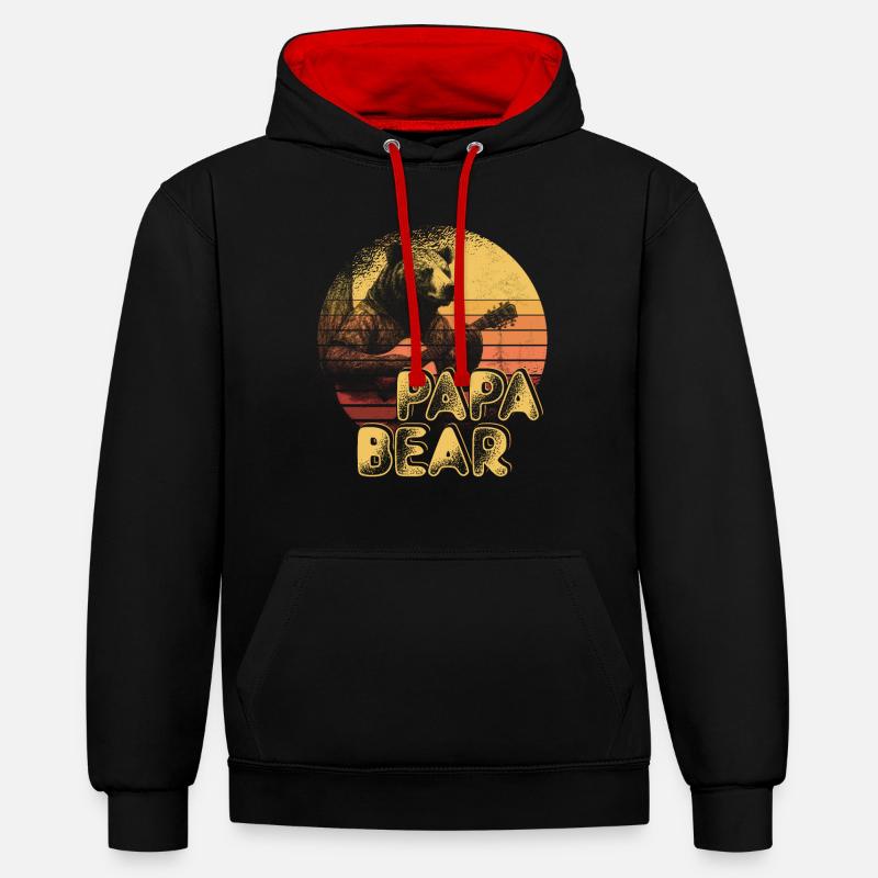 Papa Ours - Sweat à capuche contrasté - noir/rouge