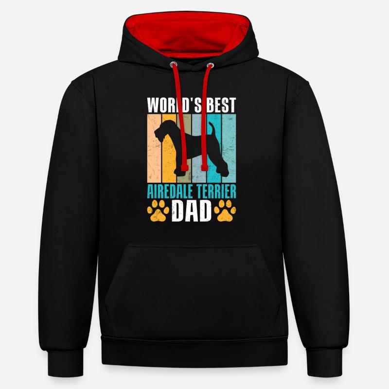 Cadeaux Airedale Terrier - Sweat à capuche contrasté - noir/rouge