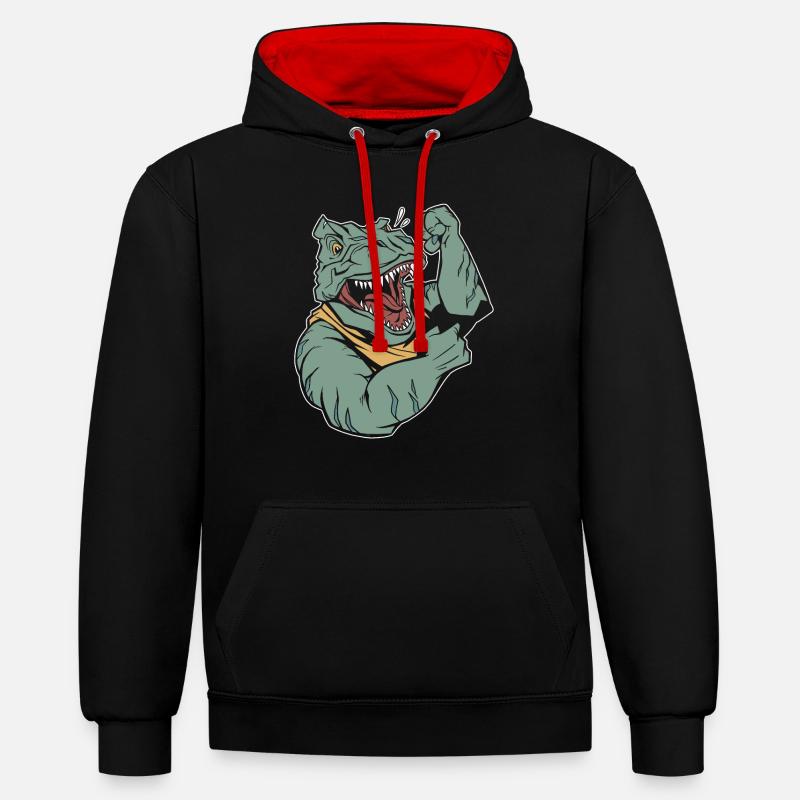 Trex T Rex Dino Cool - Sweat à capuche contrasté - noir/rouge