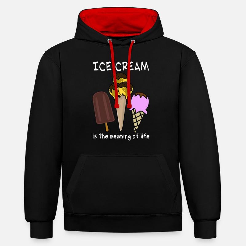 Crème glacée Crème glacée - Sweat à capuche contrasté - noir/rouge