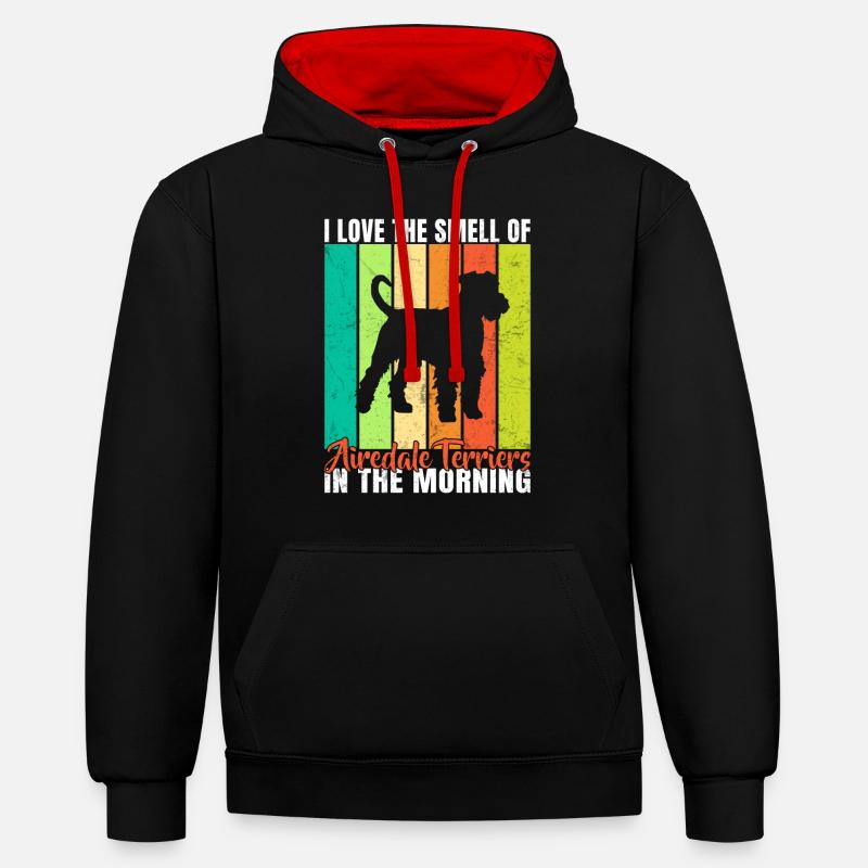 Cadeaux Airedale Terrier - Sweat à capuche contrasté - noir/rouge