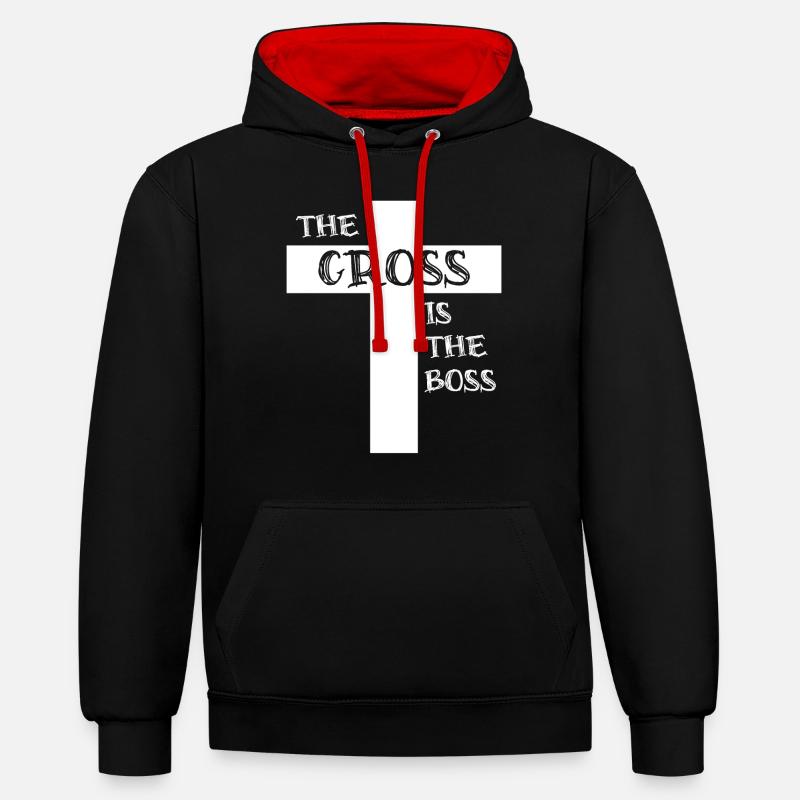 Jésus-Christ Christianisme Religion - Sweat à capuche contrasté - noir/rouge