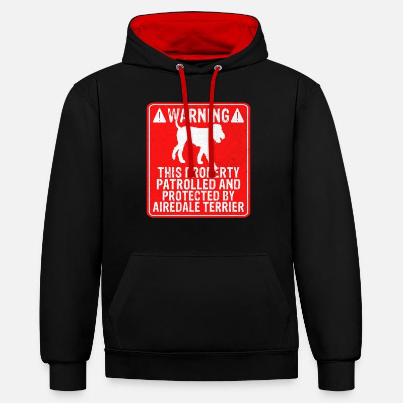 Cadeaux Airedale Terrier - Sweat à capuche contrasté - noir/rouge