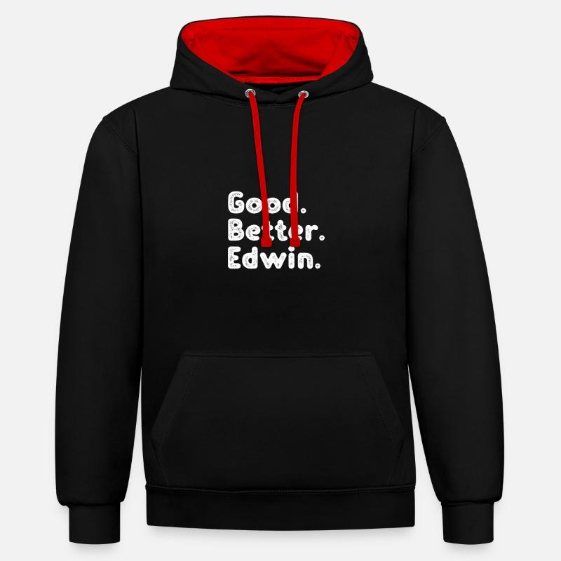 Bon mieux Edwin - Sweat à capuche contrasté - noir/rouge