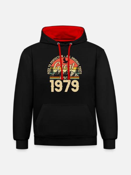 1979 - A legendary year - Contrast hoodie - black/red