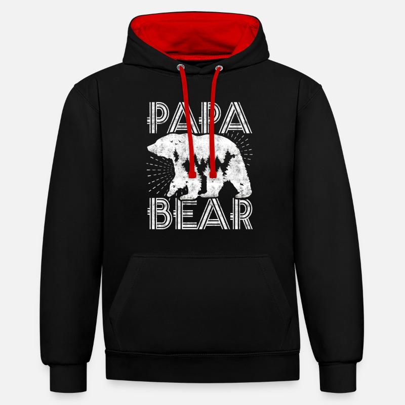 Papa Ours - Sweat à capuche contrasté - noir/rouge