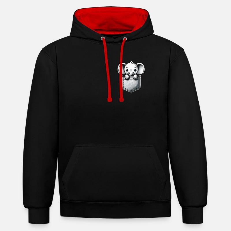 Éléphant Animal Éléphant Zoo - Sweat à capuche contrasté - noir/rouge