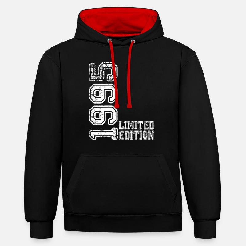 Édition limitée 1995 - Sweat à capuche contrasté - noir/rouge