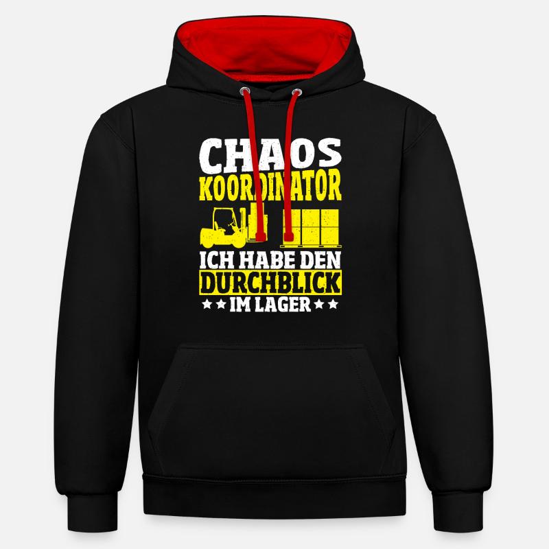 Lustiger Staplerfahrer Gabelstapler Beruf Sprüche - Kontrast-Hoodie - Schwarz/Rot