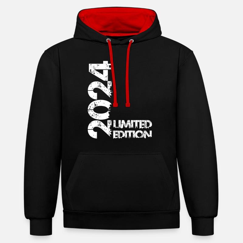 Édition limitée 2024 - Sweat à capuche contrasté - noir/rouge