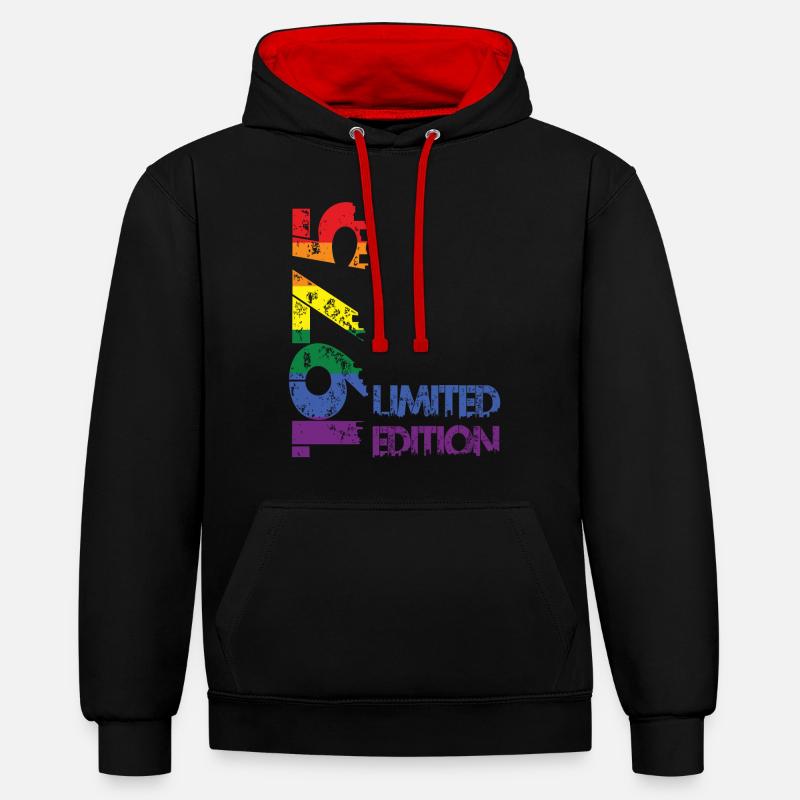 Édition limitée 1975 - Sweat à capuche contrasté - noir/rouge