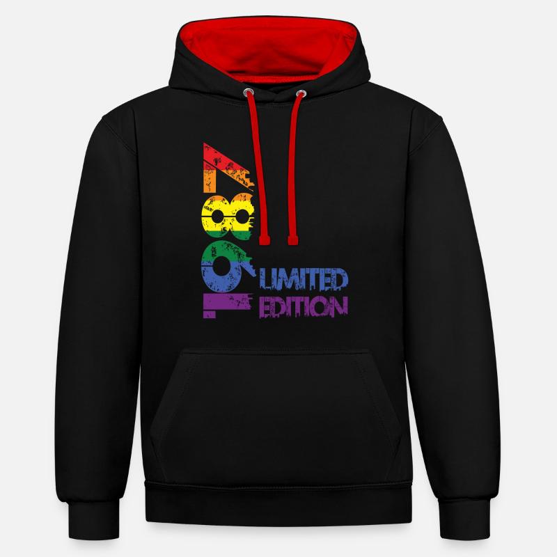 Édition limitée 1987 - Sweat à capuche contrasté - noir/rouge