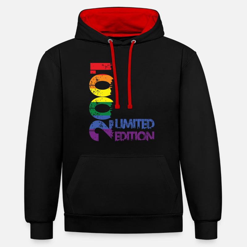 Édition limitée 2001 - Sweat à capuche contrasté - noir/rouge