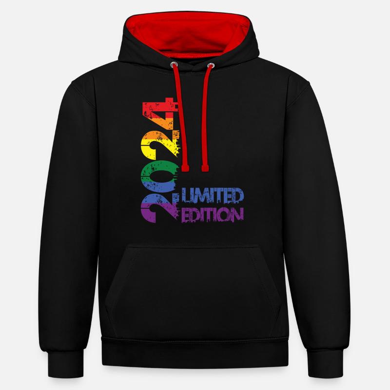 Édition limitée 2024 - Sweat à capuche contrasté - noir/rouge