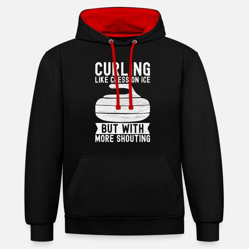 Joueurs de curling - Sweat à capuche contrasté - noir/rouge
