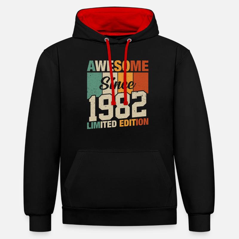 Légendaire 42e anniversaire 1982 - Sweat à capuche contrasté - noir/rouge
