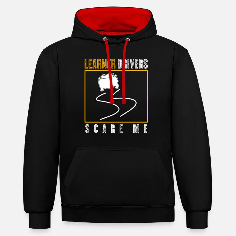 Driving Instructor Learner Driver - Kontrast-Hoodie - Schwarz/Rot