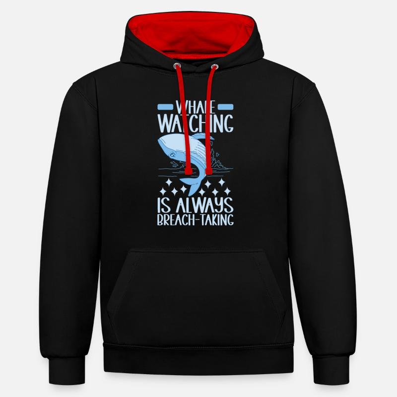 Baleines Baleine - Sweat à capuche contrasté - noir/rouge