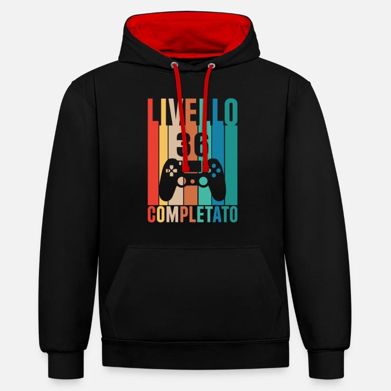 Niveau 36 - Sweat à capuche contrasté - noir/rouge