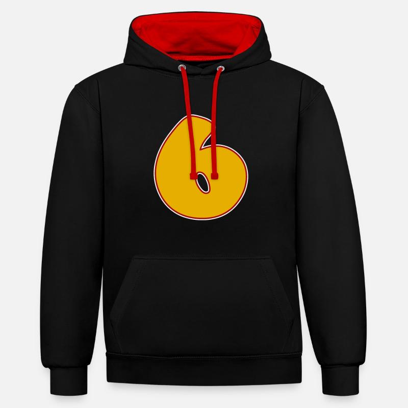 6 - Sweat à capuche contrasté - noir/rouge